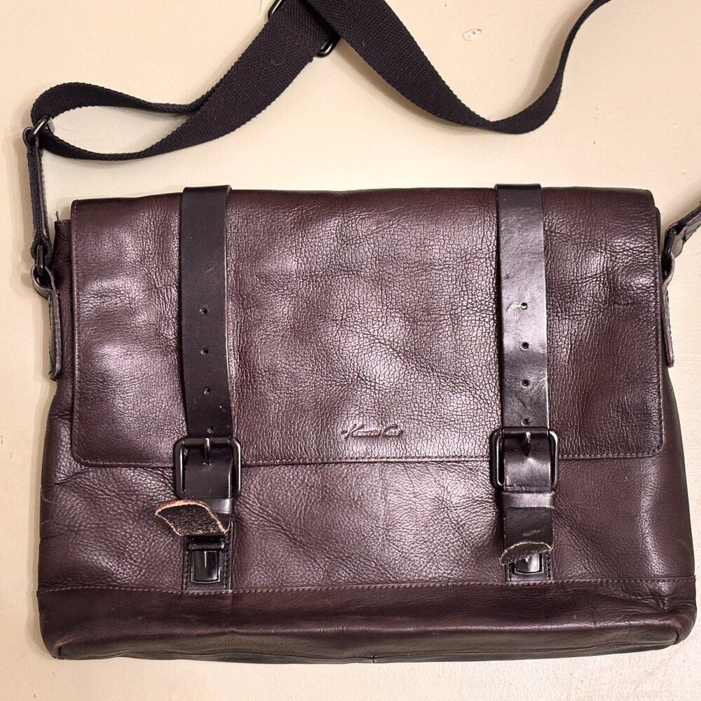 Kenneth Cole Business Messenger Briefcase Laptop Bag Leather